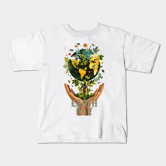 Earth Day, April 22, Nurturing Earth: A Tree of Life Tribute Kids T-Shirt by ShirtsNThings